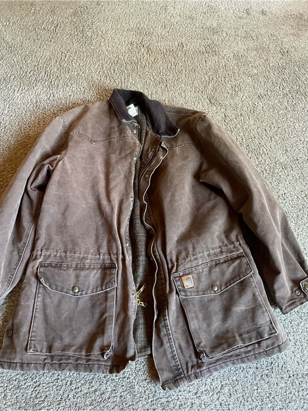 Carhartt Brown Canvas Duck Jacket with Corduroy Collar